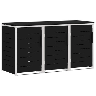 vidaXL Αποθήκευση Κάδου Γυρίσματος for 3 Bins 240L Ανοξείδωτο Ατσάλι