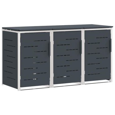 vidaXL Αποθήκευση Κάδου Γυρίσματος for 3 Bins 240L Ανοξείδωτο Ατσάλι