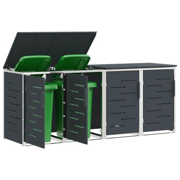 vidaXL Αποθήκευση Κάδου Γυρίσματος for 4 Bins 240L Ανοξείδωτο Ατσάλι