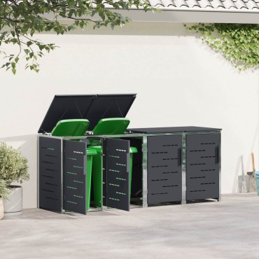 vidaXL Αποθήκευση Κάδου Γυρίσματος for 4 Bins 240L Ανοξείδωτο Ατσάλι