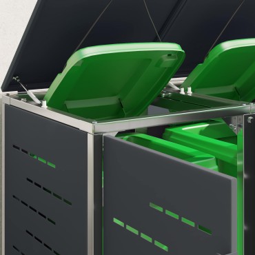 vidaXL Αποθήκευση Κάδου Γυρίσματος for 4 Bins 240L Ανοξείδωτο Ατσάλι