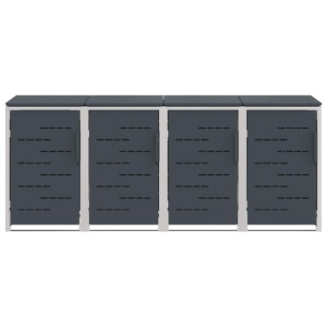 vidaXL Αποθήκευση Κάδου Γυρίσματος for 4 Bins 240L Ανοξείδωτο Ατσάλι