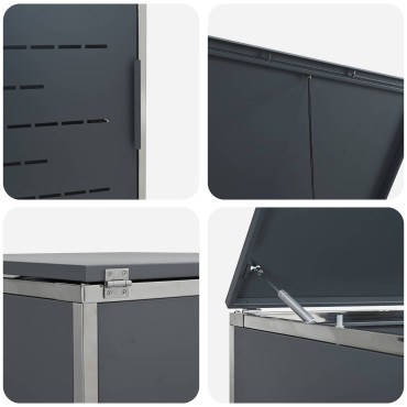 vidaXL Αποθήκευση Κάδου Γυρίσματος for 4 Bins 240L Ανοξείδωτο Ατσάλι