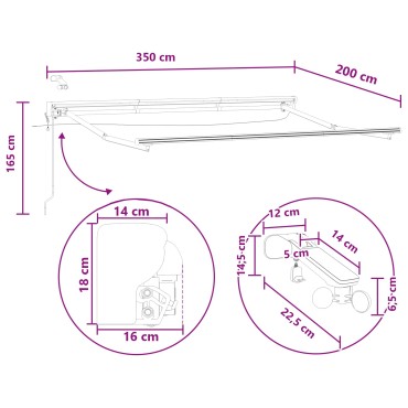 vidaXL Ηλεκτρικό Αναδιπλούμενο Σκίαστρο 3,5 x 2 m