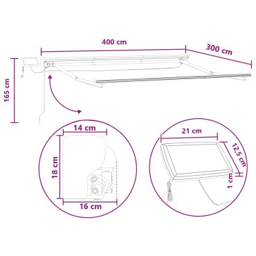 vidaXL Χειροκίνητο πλαίσιο τέντας με LED 4 x 3 μ
