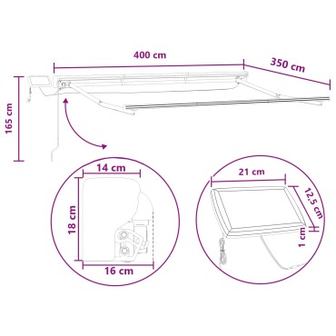 vidaXL Χειροκίνητο πλαίσιο τέντας με LED 4 x 3,5 μ