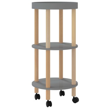 vidaXL Τρόλεϊ 3 Επιπέδων Γκρι 38x38x82cm Επεξ. Ξύλο/Μασίφ Πεύκο 1 τεμ.