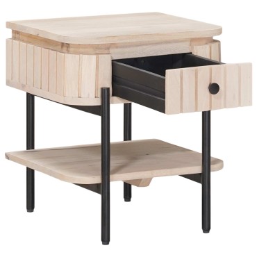 vidaXL Χειροποίητο Κομοδίνο Λευκό 40x35x45cm Στερεό ξύλο μάνγκο 1 τεμ.