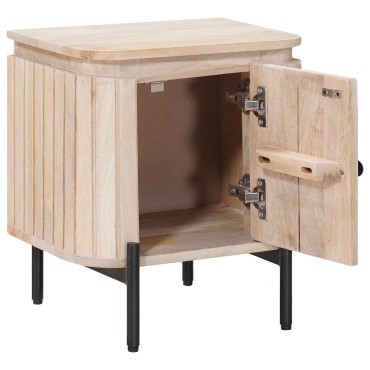 vidaXL Χειροποίητο Κομοδίνο Λευκό 40x30x45cm Στερεό ξύλο μάνγκο 1 τεμ.