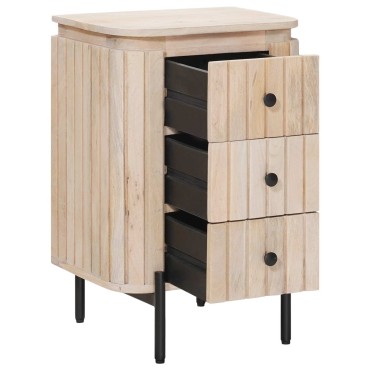 vidaXL Χειροποίητο Κομοδίνο Λευκό 40x30x60cm Στερεό ξύλο μάνγκο 1 τεμ.
