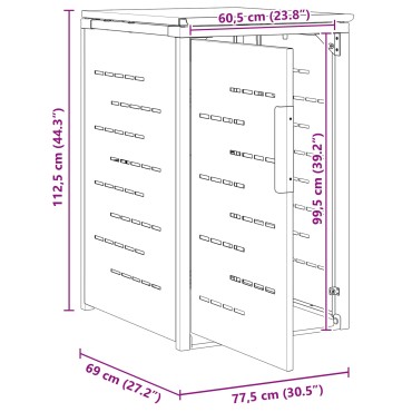 vidaXL Αποθήκευση Κάδου Γυρίσματος for 1 Bin 240L Μαύρο