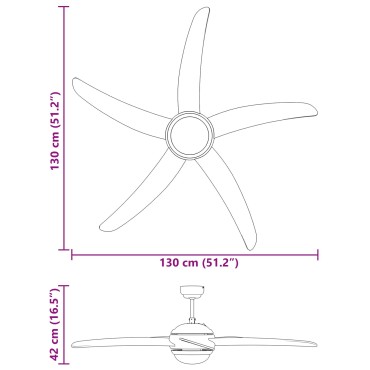 vidaXL Ανεμιστήρας οροφής με φως και τηλεχειριστήριο Ø 130 εκ Sonoma