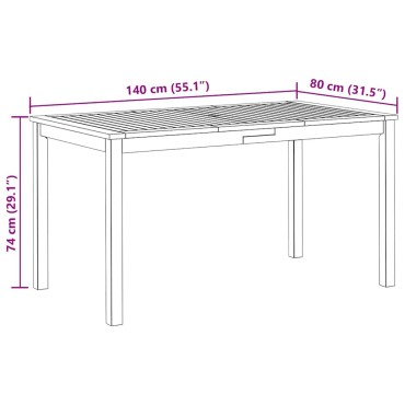 vidaXL Τραπέζι Κήπου 140x80x74cm από Μασίφ Ξύλο Ακακίας 1 τεμ.
