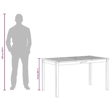 vidaXL Τραπέζι Κήπου 140x80x74cm από Μασίφ Ξύλο Ακακίας 1 τεμ.