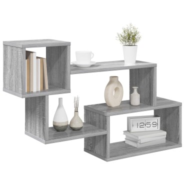 vidaXL Πλωτό ράφι Επιτοίχιο Γκρι Sonoma 87x20x55 εκ