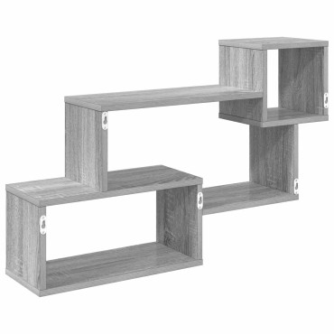 vidaXL Πλωτό ράφι Επιτοίχιο Γκρι Sonoma 87x20x55 εκ