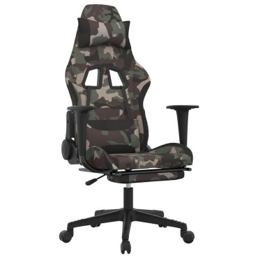vidaXL Καρέκλα Gaming Παραλλαγή/Μαύρο Ύφασμα με Υποπόδιο 64x60x(117-127)cm 1 τεμ.