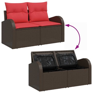 vidaXL Σετ Καναπέ Κήπου 6 τεμ. Καφέ Πολυ ράταν 100x55x73cm  Γωνιακός