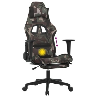 vidaXL Καρέκλα Μασάζ Gaming Περιστρ. Υποπόδιο Μαύρη/Παραλ. Υφασμάτινη 64x60x(117-127)cm 1 τεμ.