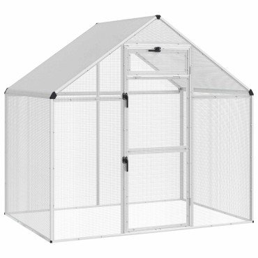 vidaXL Κλουβί Πουλιών Ασημί 181,5 x 112 x 173,5 εκ.