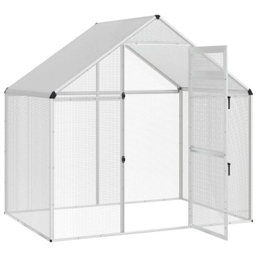 vidaXL Κλουβί Πουλιών Ασημί 181,5 x 112 x 173,5 εκ.