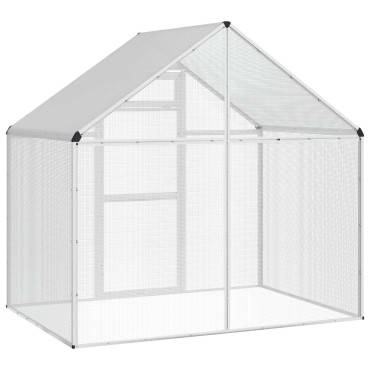 vidaXL Κλουβί Πουλιών Ασημί 181,5 x 112 x 173,5 εκ.