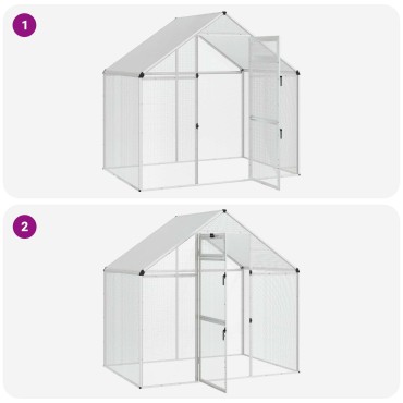 vidaXL Κλουβί Πουλιών Ασημί 181,5 x 112 x 173,5 εκ.