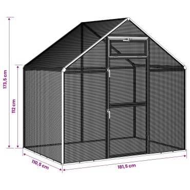 vidaXL Κλουβί Πουλιών Ασημί 181,5 x 112 x 173,5 εκ.