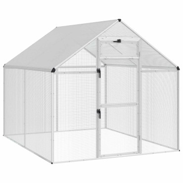vidaXL Κλουβί Πουλιών Ασημί 181,5 x 221 x 173,5 εκ