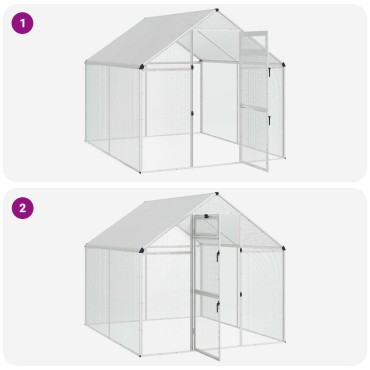 vidaXL Κλουβί Πουλιών Ασημί 181,5 x 221 x 173,5 εκ