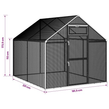 vidaXL Κλουβί Πουλιών Ανθρακί 181,5 x 221 x 173,5 εκ