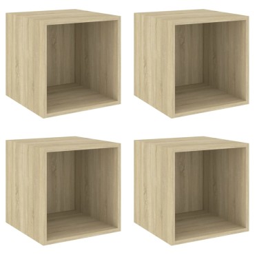 vidaXL Ντουλάπια Τοίχου 4 τεμ. Sonoma Δρυς 37x37x37cm από Επεξ. Ξύλο
