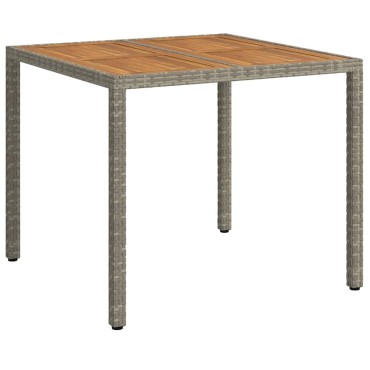 vidaXL Τραπέζι Κήπου Γκρι 90x90x75cm συνθετικό ρατάν 1 τεμ.