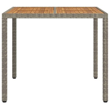vidaXL Τραπέζι Κήπου Γκρι 90x90x75cm συνθετικό ρατάν 1 τεμ.