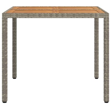 vidaXL Τραπέζι Κήπου Γκρι 90x90x75cm συνθετικό ρατάν 1 τεμ.