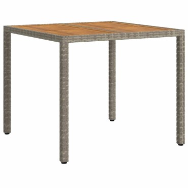 vidaXL Τραπέζι Κήπου Γκρι 90x90x75cm συνθετικό ρατάν 1 τεμ.