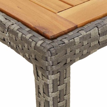 vidaXL Τραπέζι Κήπου Γκρι 90x90x75cm συνθετικό ρατάν 1 τεμ.