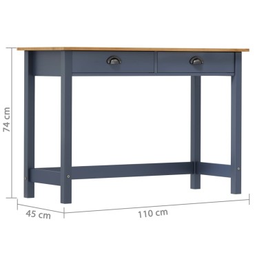 vidaXL Κονσόλα Hill Γκρι 2 Συρτάρια Γκρι 110x45x74cm Μασίφ Ξύλο Πεύκου 1 τεμ.