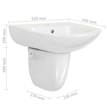 vidaXL Λεκάνη Λευκό 52 x 45 x 49 εκ Γυαλιστερή Κεραμική