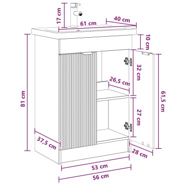 vidaXL Σετ Επίπλων Μπάνιου Artisan Δρυς 56x37,5x81 εκ