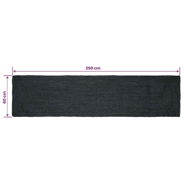 vidaXL Χαλί Περιοχής Σκούρο Γκρι 60x250cm Γιούτα