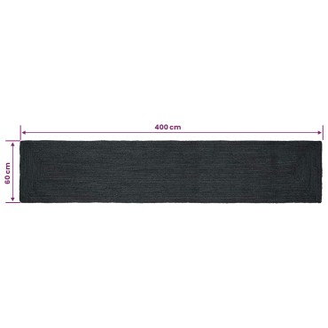 vidaXL Χαλί Περιοχής Σκούρο Γκρι 60x400cm Γιούτα