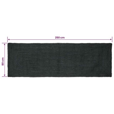 vidaXL Χαλί Περιοχής Σκούρο Γκρι 80x250cm Γιούτα