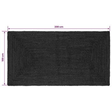 vidaXL Χαλί Περιοχής Σκούρο Γκρι 100x200cm Γιούτα