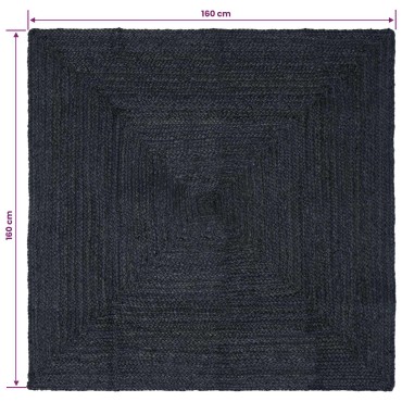 vidaXL Χαλί Περιοχής Σκούρο Γκρι 160x160cm Γιούτα