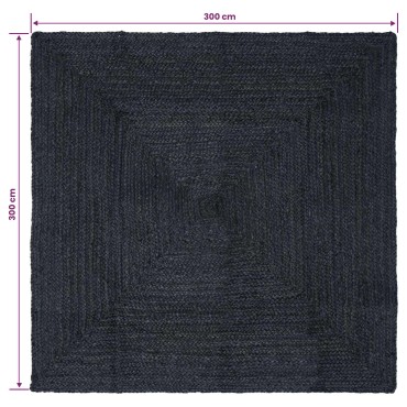 vidaXL Χαλί Περιοχής Σκούρο Γκρι 300x300cm Γιούτα