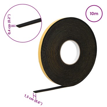 vidaXL Αυτοκόλλητη ταινία αφρού Μαύρο 15mm x 10m Χ foam CR