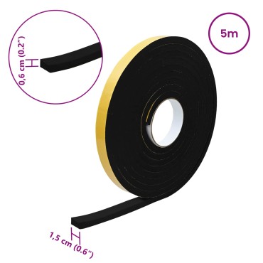 vidaXL Αυτοκόλλητη ταινία αφρού 10 τμχ. Μαύρο 15mm x 5m Χ foam CR