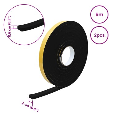vidaXL Αυτοκόλλητη ταινία αφρού 2 τμχ. Μαύρο 20mm x 5m Χ foam CR