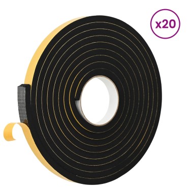 vidaXL Αυτοκόλλητη ταινία αφρού 20 τμχ. Μαύρο 20mm x 5m Χ foam CR